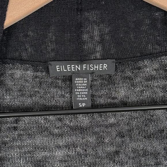 Eileen Fisher Linen Blend Open Front Cardigan Side Slits Minimalist Normcore Sm - Picture 3 of 4